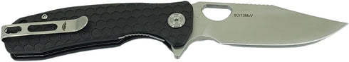 8Cr13MoV 3.63" Honey Badger Knives Large Clip Point Folding Pocket Knife - Steel, Blade, Black FRN Handle - Ball