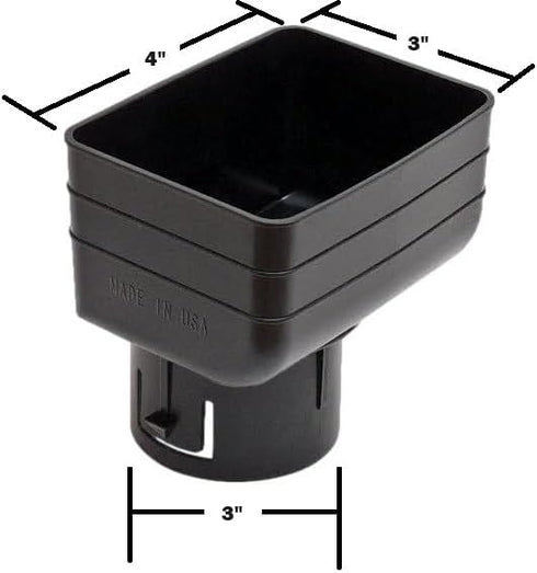K-TEC downspout drainage adapters-variations (3"x4"x3", Black)