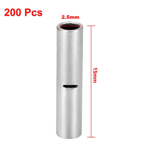 uxcell 200pcs Non Insulated Connectors, Electrical Wire Ferrule Cable Crimp Terminals for 22-16 AWG