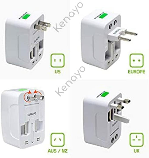Worldwide Portable Universal Power Adapter, All in One International Travel Wall Charger for USA EU UK Outlets