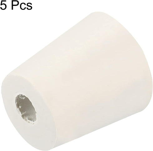 MECCANIXITY Rubber Tapered Plug 22mm to 28mm with Hole Test Tubes Bungs Stopper White for Lab Home, 5 Pieces