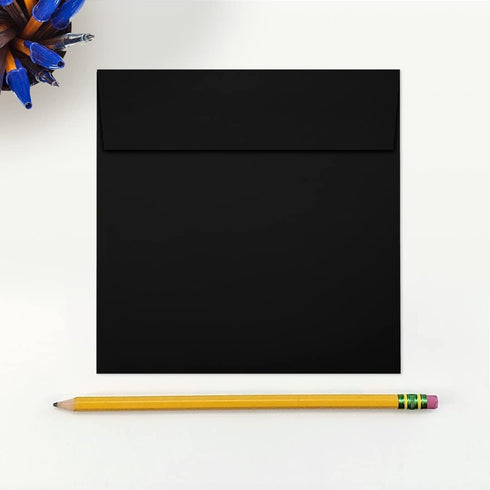 LUXPaper 5 1/2" x 5 1/2" Square Invitation Envelopes | Peel & Press | Midnight Black | 80lb. Text | 50 Qty