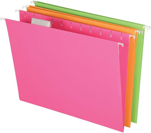 Pendaflex Glow Hanging File Folders - Letter Size, Assorted, Case Pack of 12