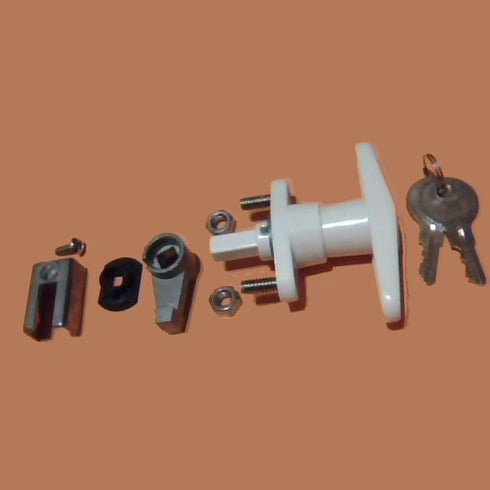 Accordion Hurricane Shutter Lock Kit with T-Handle - White, Same Key Number