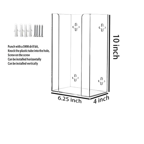 Cq acrylic Clear Wall Floating Glove Rack and Glove Box Dispenser Holder 10"x6.25"x4”,Pack of 1