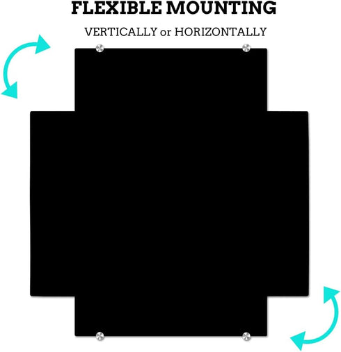 DEVELOP Magnetic Black Glass Dry Erase Board, 24 x 18 Inches, Small Frameless Wall Mounted Writing Whiteboard with 4