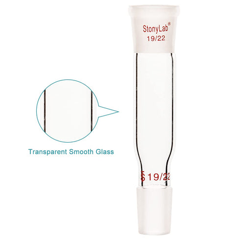 stonylab Glass Straight Connecting Adapter, 70mm from 19/22 Outer Joint to 19/22 Inner Joint