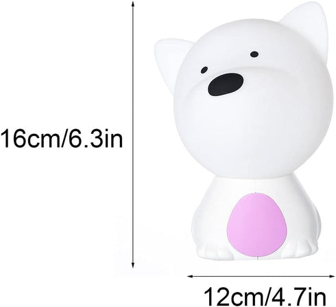 TTBDDDYH 7-Color LED Kids Night Light, Cute Puppy Soft Silicone Warm Light Baby Nursery Bedside Lamp, Pat Pat Lights