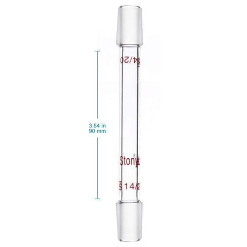 stonylab Glass 14/20 Straight Laboratory Adapter, Borosilicate Glass 30 mm Between Two 14/20 Ground Inner Standard Taper Joints for Laboratory Lab Supply (90 mm)