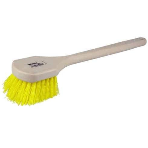 Weiler 79109 20" Utility Scrub Brush, Yellow Polypropylene Fill, Long Handle, Foam