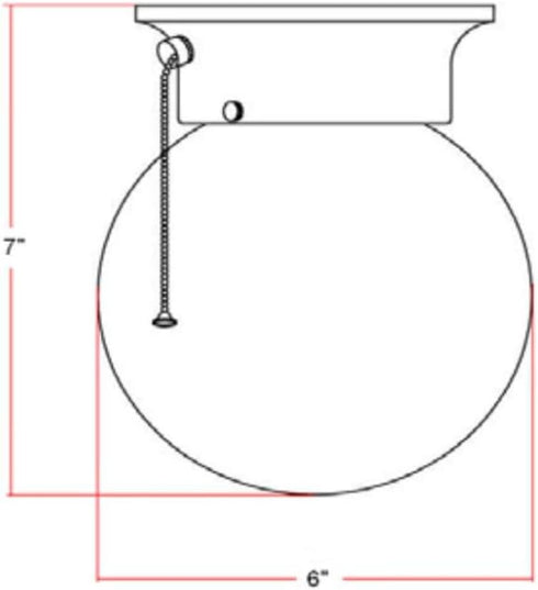 Millbridge 6 Inch Closet 510040 Design House Globe Diameter Indoor Ceiling Light Fixture with Pull Chain, for Bedroom