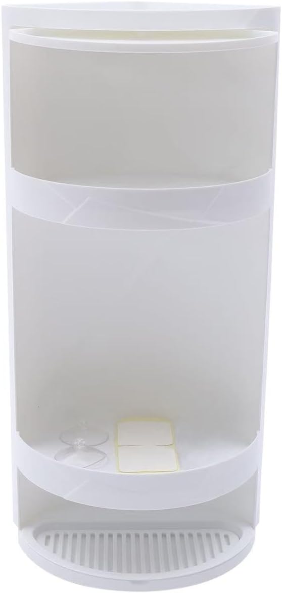 YUASDUU Bathroom Storage Corner Vanity Cabinet, 8"x8"x23.6" Rotating Organizer 3-Tiered Storage Cabinet Countertop