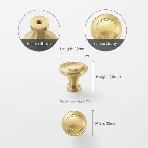 SANCHAKOU 2Pcs Cabinet Pulls Knobs Brass Wardrobe Handles Chrome Plated Bedside Table Drawer Cabinet Door Handles Round