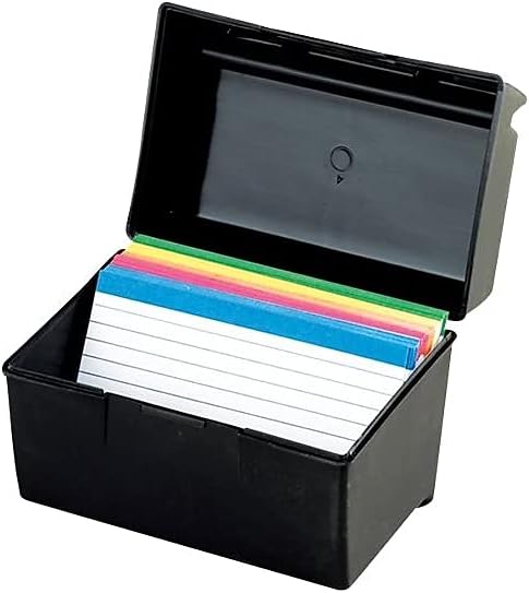 Oxford Plastic Index Card Box, Black, 4 x 6 Inches, 400 Card Capacity (01461)