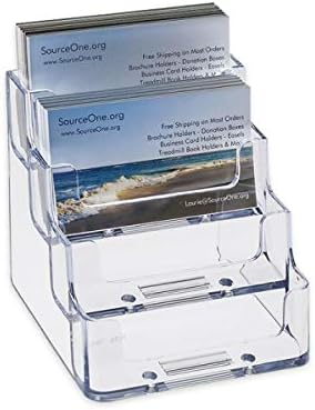 SOURCEONE.ORG 4 Pocket Clear & Black Acrylic Business Card Holder