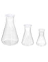 QWORK Erlenmeyer Flask, 3 Pack Clear Plastic Conical Flask for Educational Lab, 50ml+100ml+500ml Capacity
