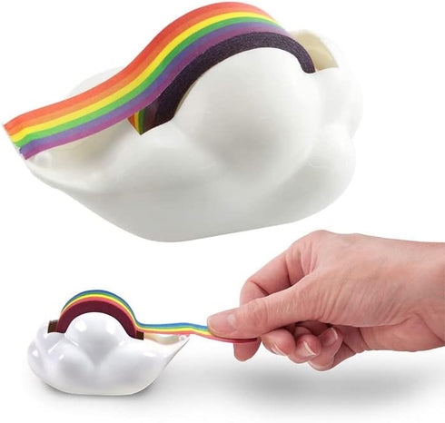 Cloud Tape Dispenser with Rainbow Masking Tape, Cute Non-Skid Base Holder for Gift Wrapping and Home Office