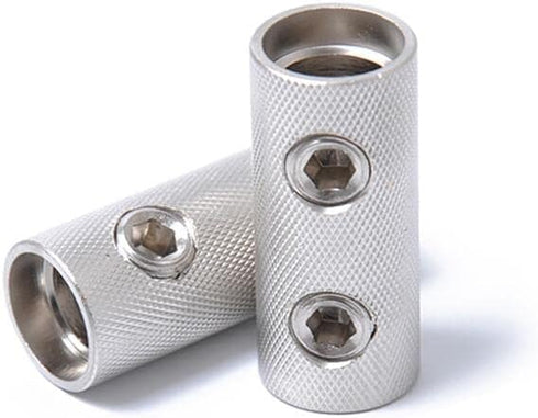 0 Gauge Wire Splice Connectors - 0 Ga Battery Cable Coupler Audio Wire Butt Connectors Nickel Plated Brass (4PCS with