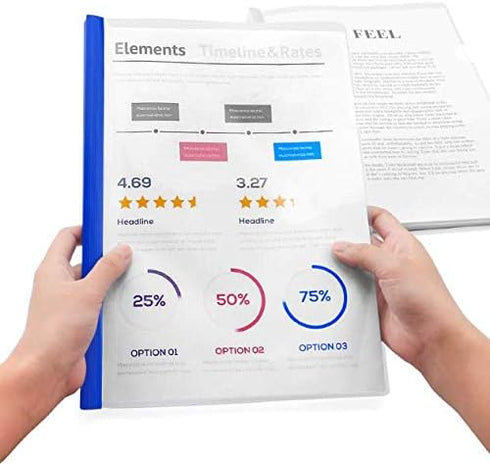 Plastic File Folder 10mm Sliding Bar Report Covers, 10 Pcs, 40 Sheet Capacity for A4 Size Paper