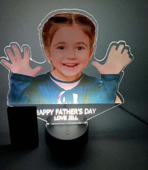 16 Your Custom Picture Photo UV Printed on Premium Acrylic In The Shape of Your Photo Night Light Up LED Personalized