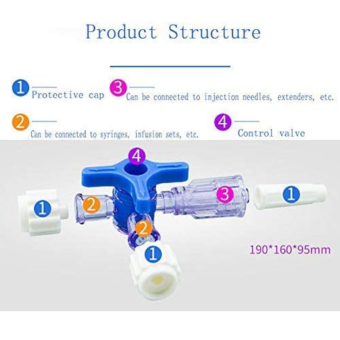 6pcs Disposable Medical Valve 3-Way Stopcocks with Luer Connections for DIY Research Projects
