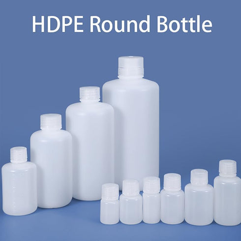 250ml/2 Pcs HDPE Narrow Mouth Round Container, Leak Proof Plastic Lab Chemical Reagent Bottles (Translucence)