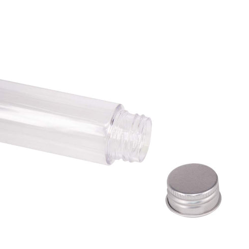 15 Pack 100ml Clear Plastic Test Tubes with Screw Caps, 1 Cleaning Brush, Gumball Candy Tubes for Wedding Party Décor