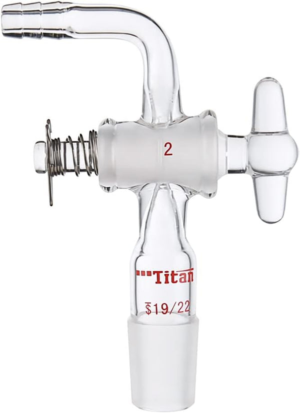 Glass Bent Inlet Adapter with 19/22 Male Glass Joint and 2mm Hose Connection Lab Glassware