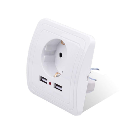 1set Smart Home Dual USB Port 2400mA Wall Charger Adapter, 16A EU Standard Electrical Plug Socket Power Outlet