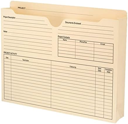 Smead Project File Jacket, Letter Size, Manila, 50 per Box, 2" Expansion, Reinforced Straight-Cut Tab