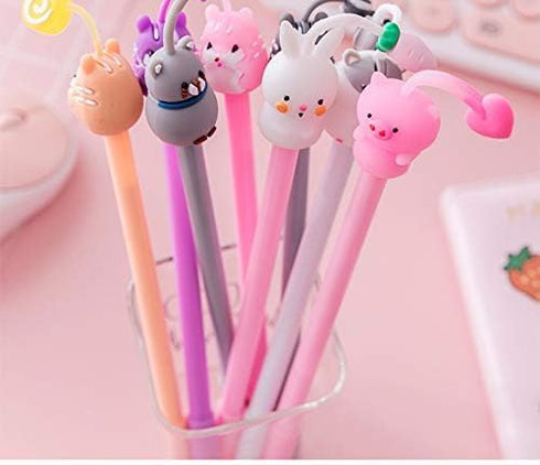 Cartoon Animal Ink Gel Pens, 0.38mm Ball Point Writing Instruments for School and Office, 8 Pack