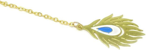 yueton Peacock Metal Bookmarks, 24K Gold Plated Brass Page Marker with Metal Pendant