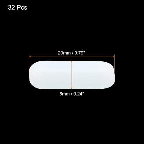 MECCANIXITY Magnetic Stirrer Mixer Stir Bar Rod 20mm/0.79" Cylinder Shape PTFE Coating Magnet White for Laboratory 32Pcs
