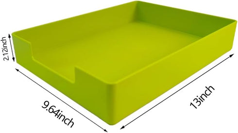 Green Letter-Size Tray, A4 Plastic Desk Drawer Organizer, Stackable Paper Holder for Office, School, Home