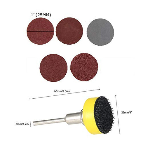 Saiper 100pcs 1 Inch Sanding Discs Pad Sander Disk Kit, 1/8” Shank Abrasive Polish Pad for Dremel