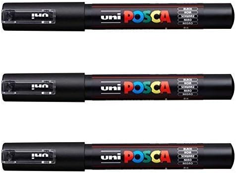 UNI-Ball POSCA Marker Pen PC-1M - Black - Pack of 3 PENS by posca