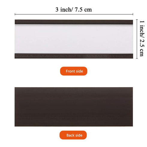 C Channel Magnetic Label Holders, 1x3 Inches with Paper Inserts and Clear Protectors, Pack of 100 Data Card Holders