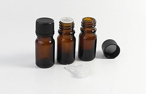 10Pcs 5ml Amber Glass Essential Oil Sample Bottles with Orifice and Cap for Perfume Aromatherapy