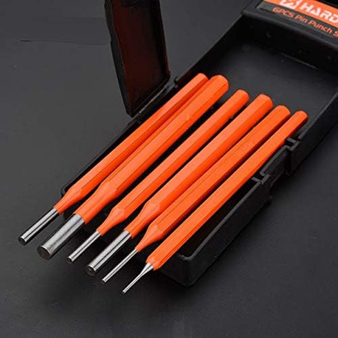Edward Tools 6 Piece Pin Punch Set - Heavy Duty Chrome Steel for Gunsmith, Mechanic, Metal Stamping