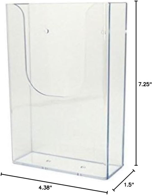 SOURCE ONE Deluxe Clear Acrylic Trifold Brochure Holder, Wide Wall Mount