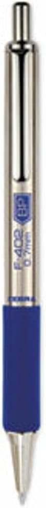 Zebra Pen F-402 Stainless Steel Retractable Ballpoint Ink Pens, 2-Pack, Blue Ink, 0.7mm Fine Point, Refillable