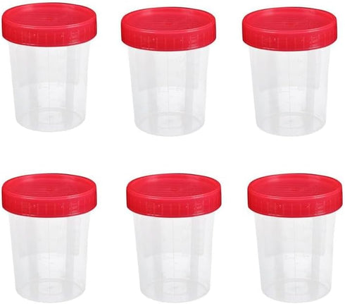 NentMent 6 Pack 4 oz Specimen Cups Disposable Urine Collection Containers with Leak Proof Lids Stool Sample Pee Cup