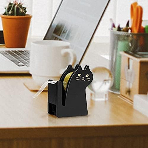 GAIORD Vintage Wooden Kitty Tape Dispenser, Cute Cat Tape Cutter with 1 Roll Tape Included