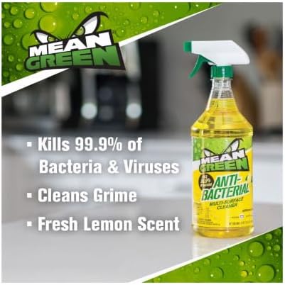 32 Oz (Pack 1), 40002 Mean Green Anti-Bacterial Multi-Surface Cleaner Lemon Scented, clear, Fl