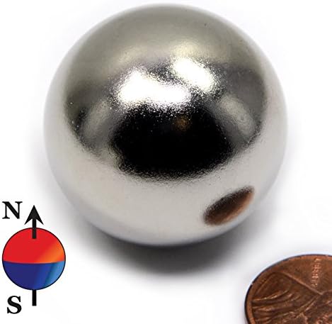 CMS 1.26" N42 Magnetics Neodymium Sphere Magnet - Super Strong Rare Earth Ball Magnet, Large High-Powered Shining