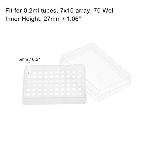 uxcell Centrifuge Tube Rack Storage Box 70-Well Polypropylene Holder for 0.2ml Micro Tubes, Samples (5mm Hole Dia, 2Pcs)