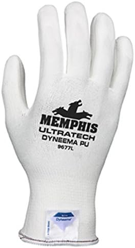 MCR Safety 9677M UltraTech Dyneema 13-gauge PU Coating Washable Gloves, White, Medium, 1-Pair