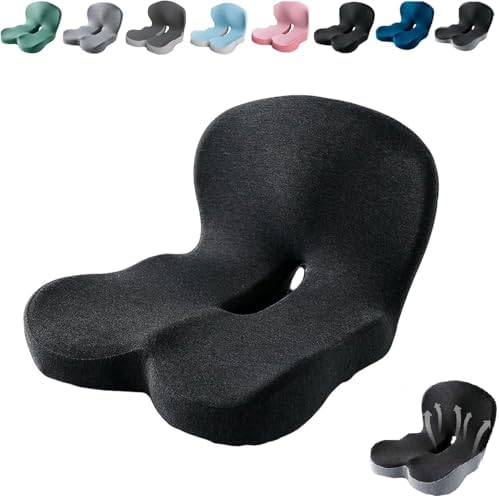 Kurbetts Orthopedic Cushion,Ergonomic Memory Foam L-Shaped Integrated Seat Cushions with Adjustable Strap,Ultra Breathable