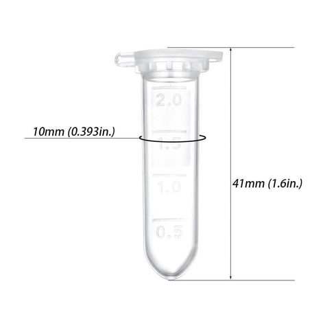 2ml Microcentrifuge Tubes 500pcs, EO Sterilized Plastic Small Vials with Caps for Sample Storage without Leakage(500)