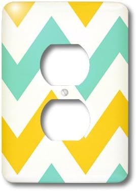 3dRose lsp_179797_6 Multicolor "Big Yellow and Teal Chevron Zig Zag Pattern 2 Plug Outlet Cover